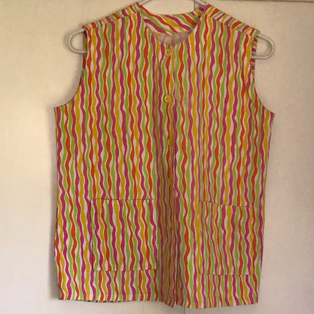 Vintage 70s Sleeveless Button Down Shirt